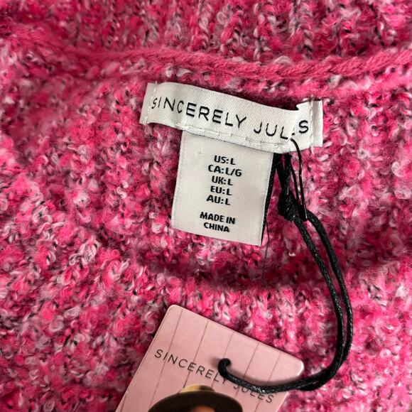 Sincerely Jules Super Soft Oversized Pink Ribbed Knit Pullover Sweater NWT Large - Picture 3 of 4